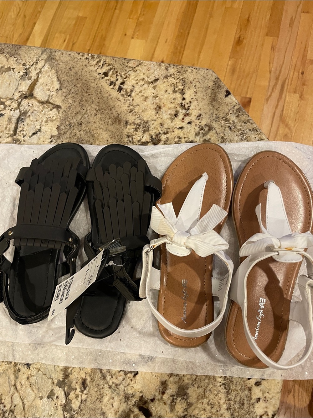 2 Pairs Girls H&M and American Eagle Sandals